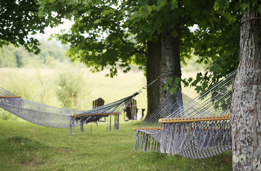 Retirement Planning. Two hammocks.